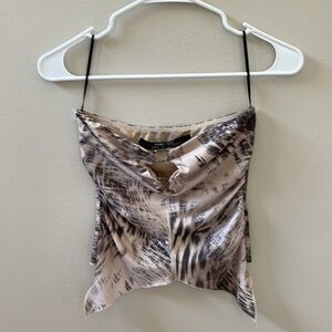 Silence + Noise Beige, Brown and Black Strapless Top Sz S